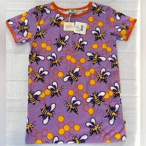 Smafolk Purple and Orange Bee Print T-Shirt
